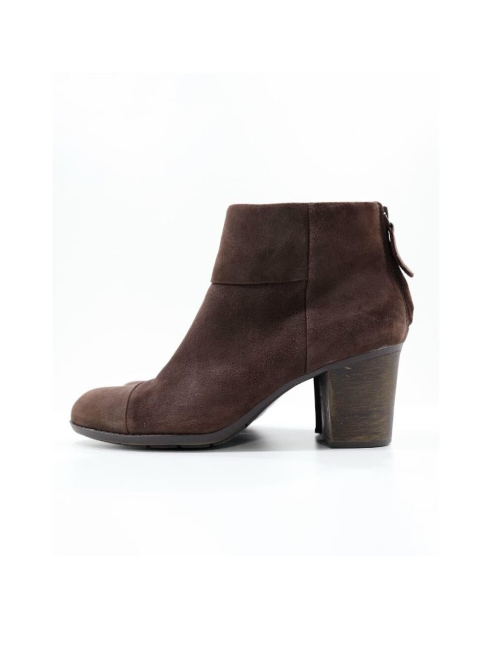 Clarks Enfield Tess Brown Suede 3" Block Heel Ankle Booties - 9.5